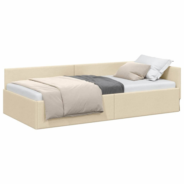 Estructura de cama en esquina con cabecera Crema 90 x 200 cm M 3
