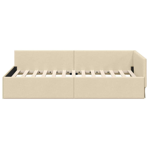 Estructura de cama en esquina con cabecera Crema 90 x 200 cm M 5