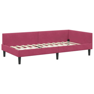 Estructura de Cama Esquinera Manual Rojo vino tinto 90 x 200 cm H