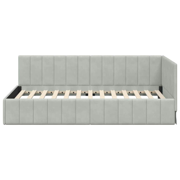 Estructura de cama en esquina Gris claro 100 x 200 cm M 5