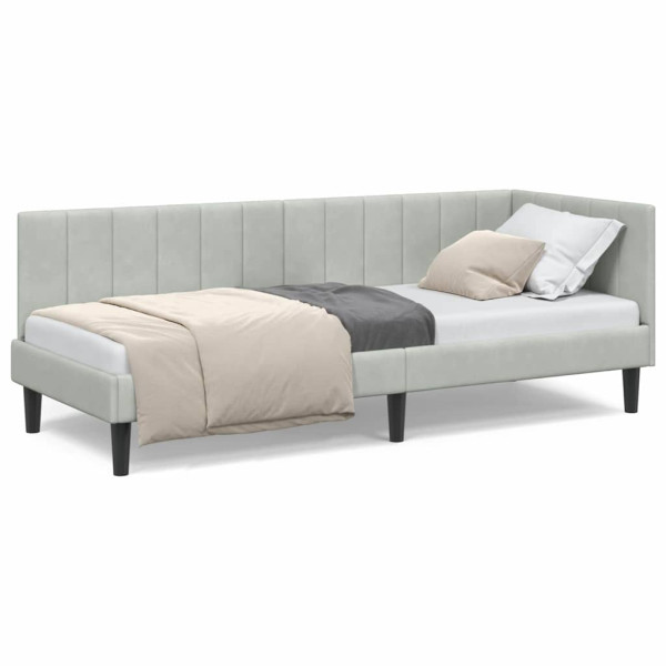 Estructura de cama en esquina Gris claro 80 x 200 cm Terciopelo M 4