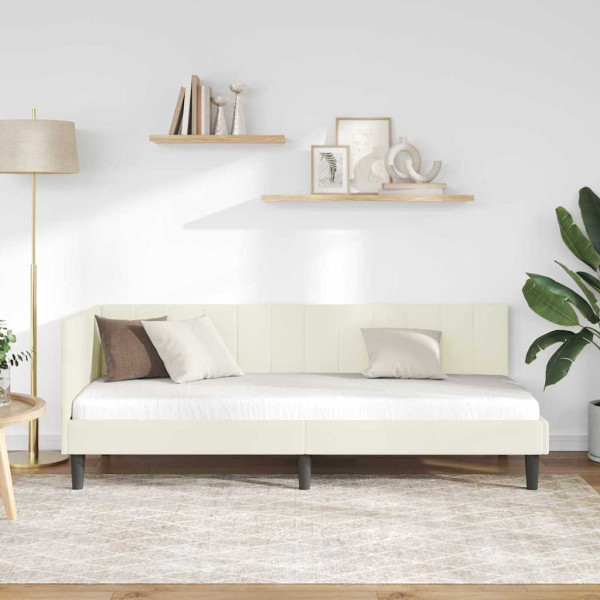 Estructura de cama en esquina Crema 80 x 200 cm Terciopelo M 5