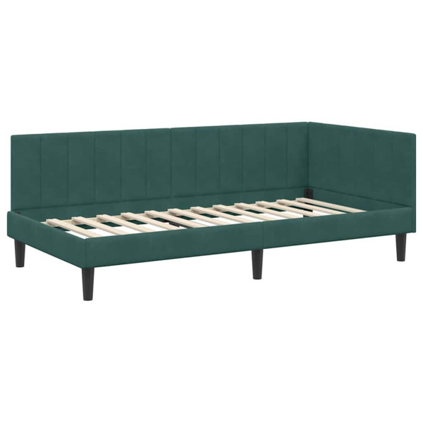 Estructura de cama en esquina Verde oscuro 90 x 190 cm M 2