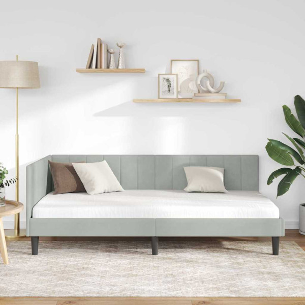 Estructura de cama en esquina Gris claro 100 x 200 cm M 5