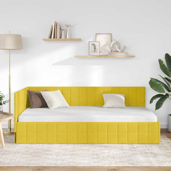Estructura de cama en esquina Amarillo 90 x 190 cm Terciopelo M 4