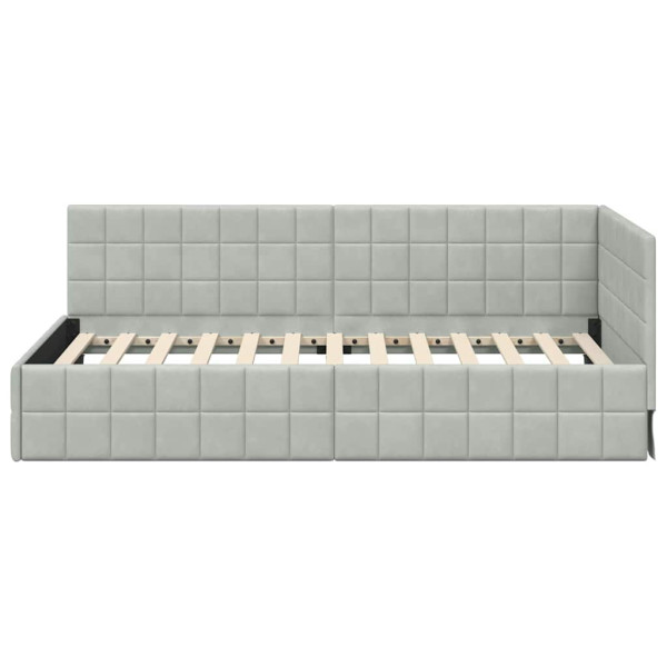 Estructura de cama en esquina Gris claro 90 x 200 cm Terciopelo M 5