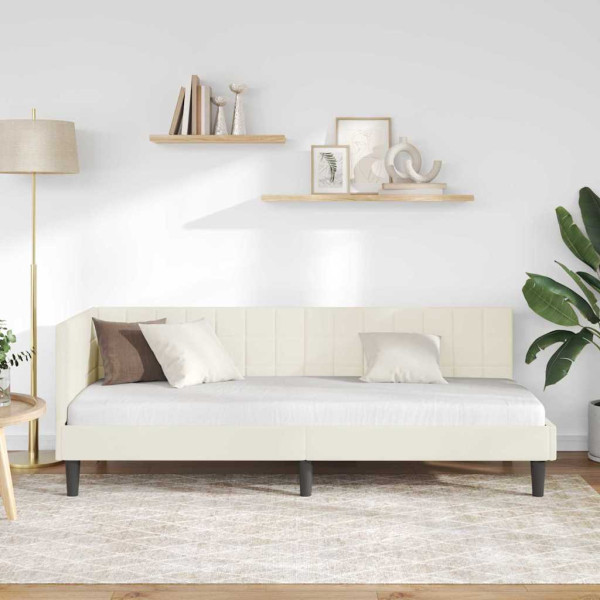 Estructura de cama en esquina Crema 80 x 200 cm Terciopelo M 5