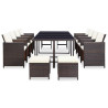 Set comedor de jardín 13 pzas y cojines ratán sintético marrón 2
