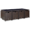 Set comedor de jardín 13 pzas y cojines ratán sintético marrón 4