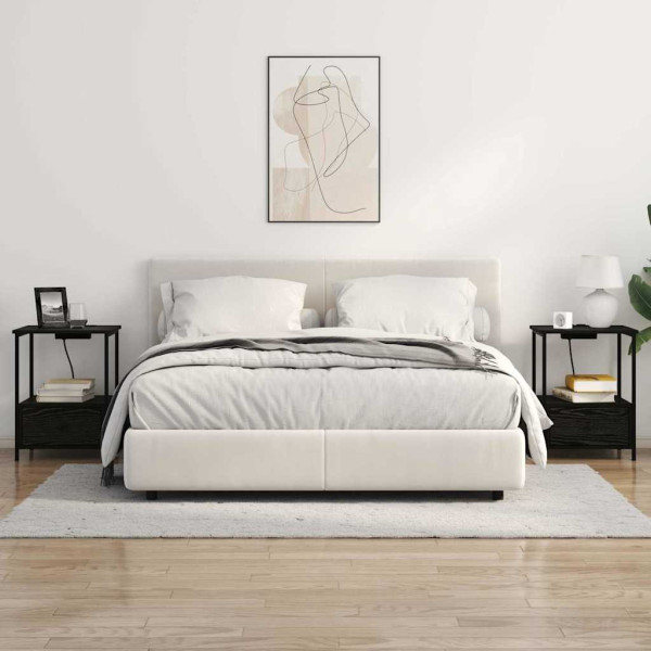 Cabinete de Noche con Estación de Carga con cajón Roble negro M 4