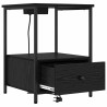 Cabinete de Noche con Estación de Carga con cajón Roble negro 5