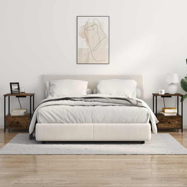 Cabinete de Noche con Estación de Carga 2 pcs Roble ahumado M 4