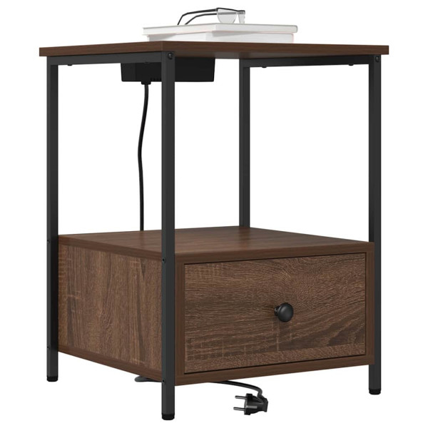 Cabinete de Noche con Estación de Carga 2 pcs Marrón roble M 3