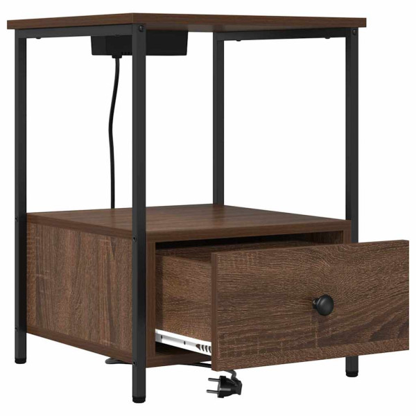 Cabinete de Noche con Estación de Carga 2 pcs Marrón roble M 5