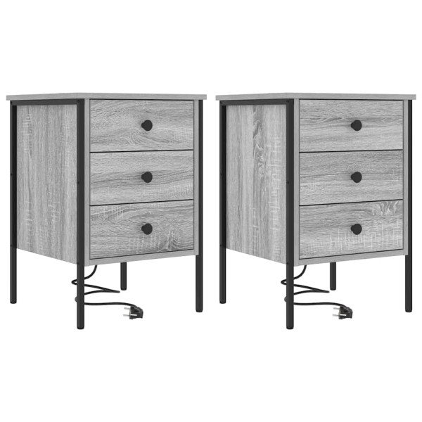 Armario de Noche 2 pcs Gris sonoma Madera contrachapada M 2