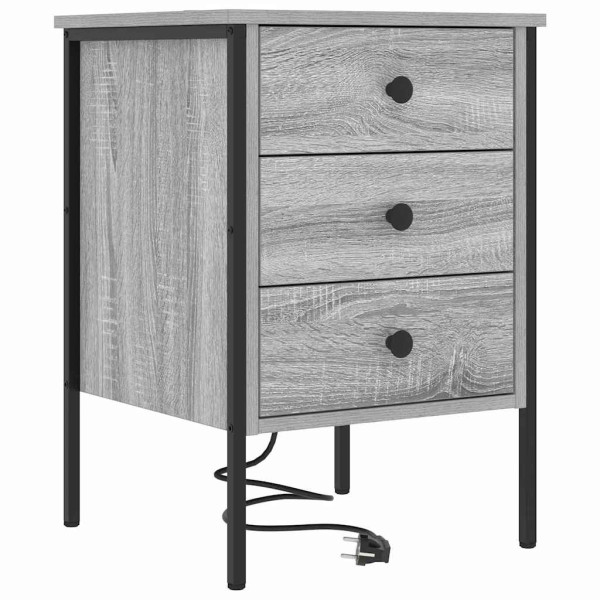 Armario de Noche 2 pcs Gris sonoma Madera contrachapada M 5