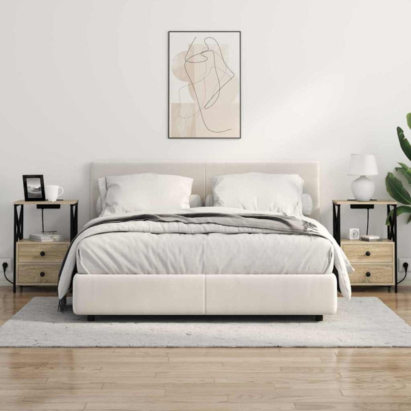 Cabinete de Noche con Estación de Carga con cajón Roble Sonoma M 4