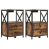 Cabinete de Noche con Estación de Carga 2 pcs Roble ahumado 2