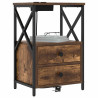 Cabinete de Noche con Estación de Carga 2 pcs Roble ahumado 3