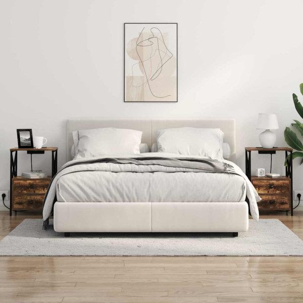 Cabinete de Noche con Estación de Carga 2 pcs Roble ahumado M 4