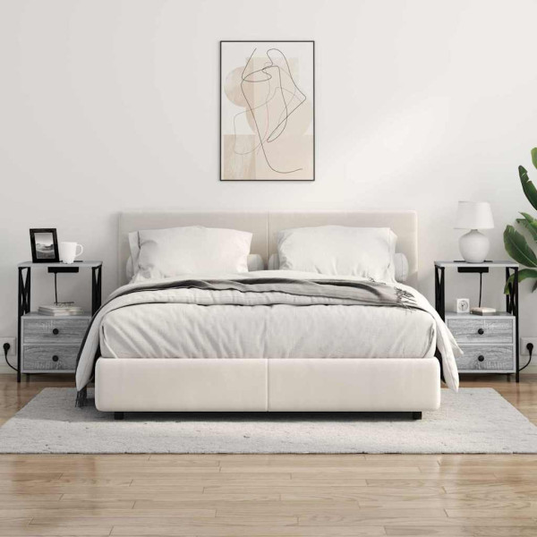 Cabinete de Noche con Estación de Carga 2 pcs Gris sonoma M 4