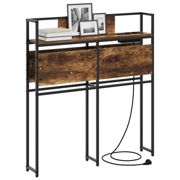 Cabecera de almacenamiento con estante Roble ahumado 75 cm M 3