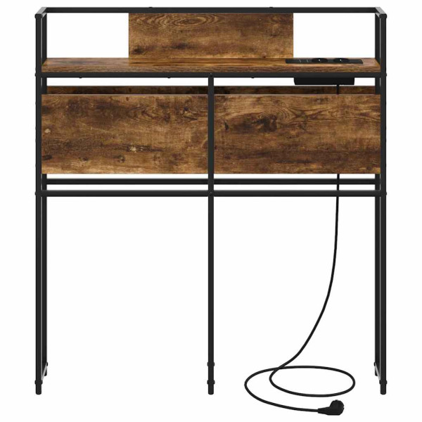 Cabecera de almacenamiento con estante Roble ahumado 75 cm M 5