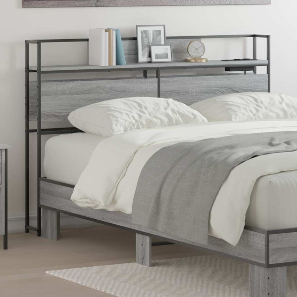 Cabecera de almacenamiento con estante Gris sonoma 120 cm D