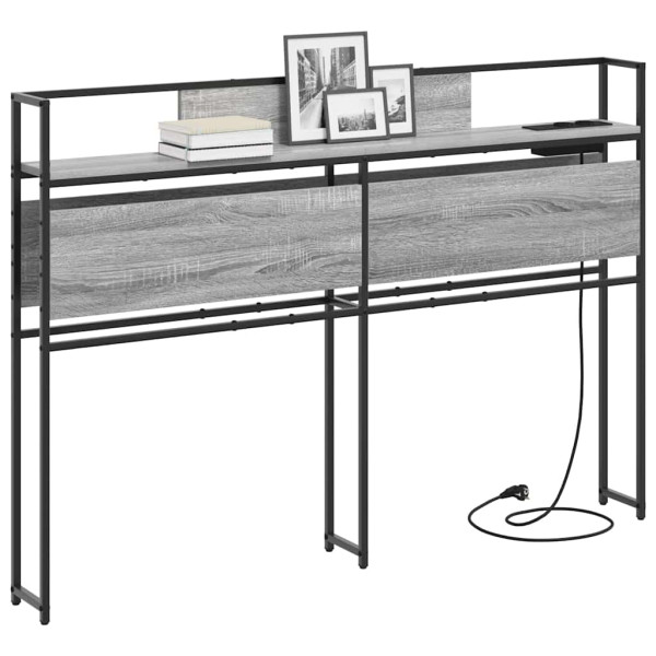 Cabecera de almacenamiento con estante Gris sonoma 120 cm M 3