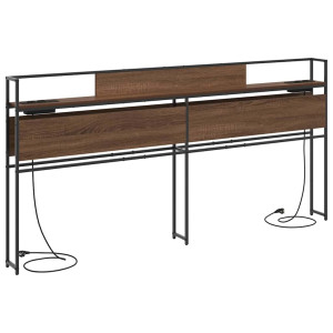 Cabecera de almacenamiento con estante Marrón roble 200 cm H