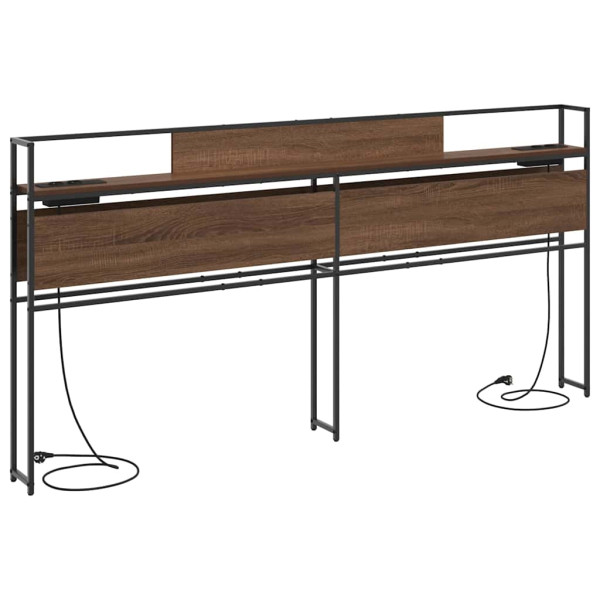 Cabecera de almacenamiento con estante Marrón roble 200 cm M 2