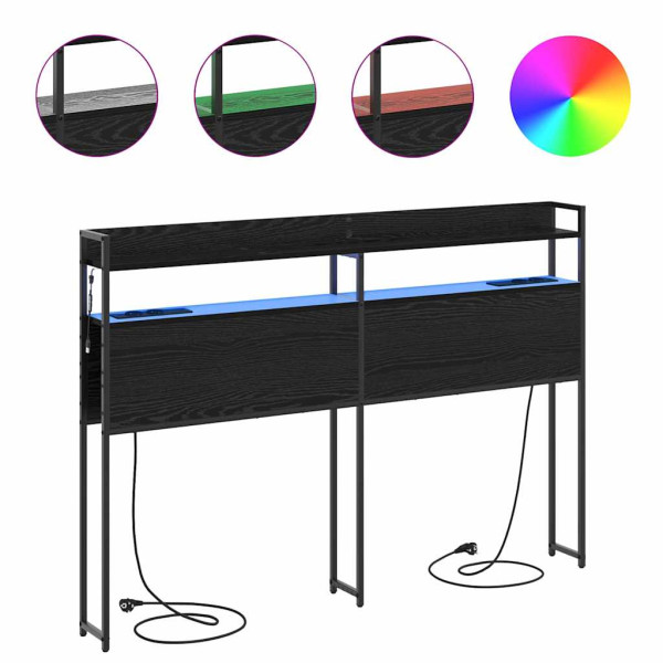 Cabecera de almacenamiento con estante Roble negro 140 cm M 4