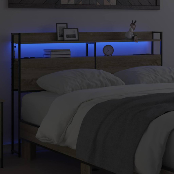 Cabecera de almacenamiento con estante Roble Sonoma 140 cm M 5