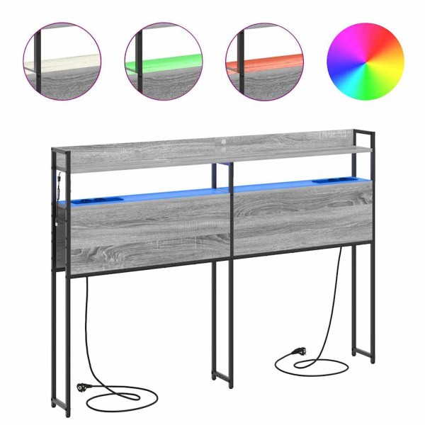 Cabecera de almacenamiento con estante Gris sonoma 140 cm M 4