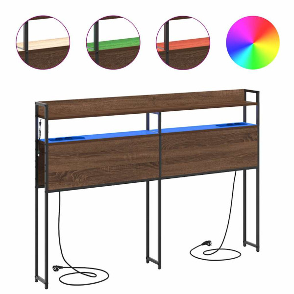 Cabecera de almacenamiento con estante Marrón roble 140 cm M 4