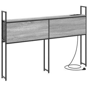 Cabecero de Almacenamiento con Estación de Carga Gris sonoma H