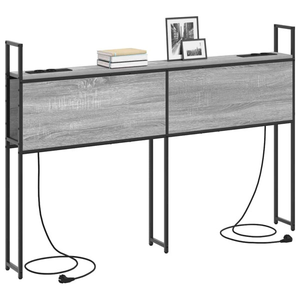 Cabecero de Almacenamiento con Estación de Carga Gris sonoma M 3