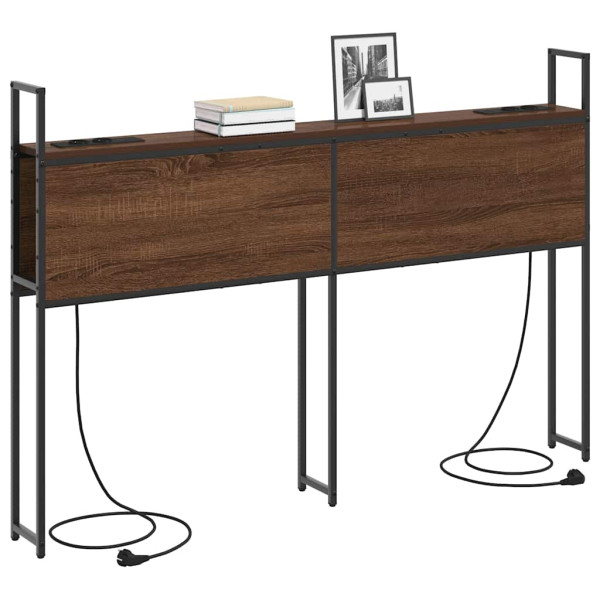 Cabecero de Almacenamiento con Estación de Carga Marrón roble M 3