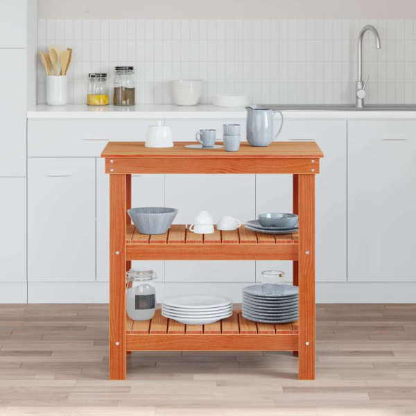 Banco de trabajo con estante Marrón cera 78.5 x 50 x 80 cm D