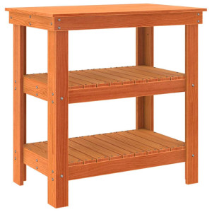 Banco de trabajo con estante Marrón cera 78.5 x 50 x 80 cm H