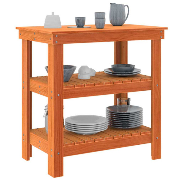 Banco de trabajo con estante Marrón cera 78.5 x 50 x 80 cm M 3