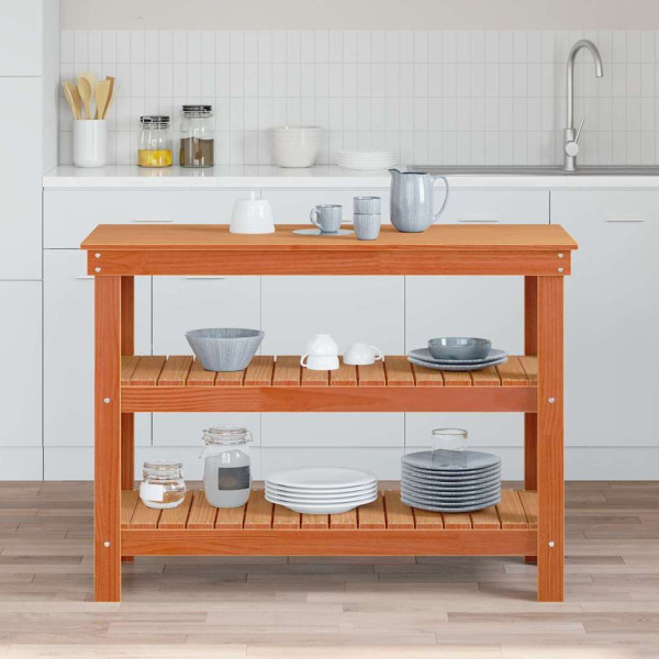 Banco de trabajo con estante Marrón cera 110.5 x 50 x 80 cm D