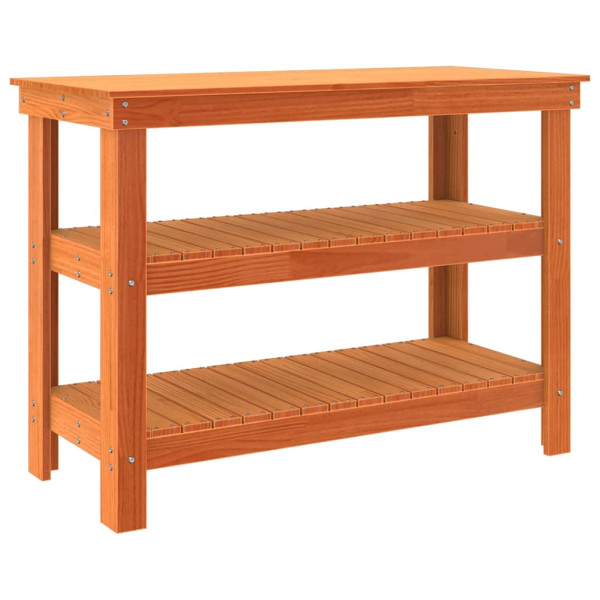 Banco de trabajo con estante Marrón cera 110.5 x 50 x 80 cm M 2