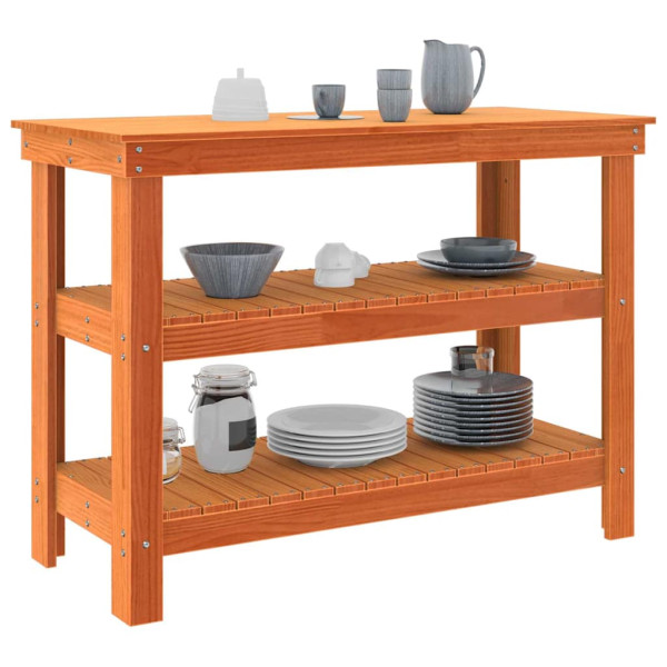 Banco de trabajo con estante Marrón cera 110.5 x 50 x 80 cm M 3