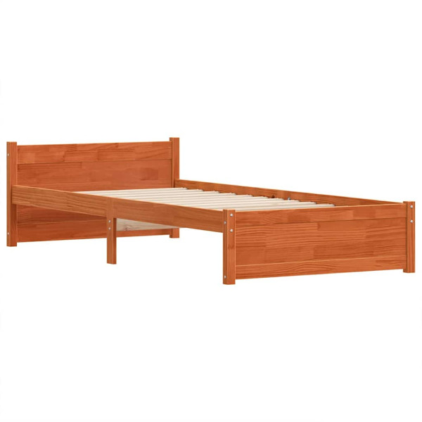 Estructura de cama con cabecera Marrón cera 90 x 190 cm M 2