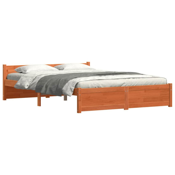 Estructura de cama con cabecera Marrón cera 140 x 190 cm M 3