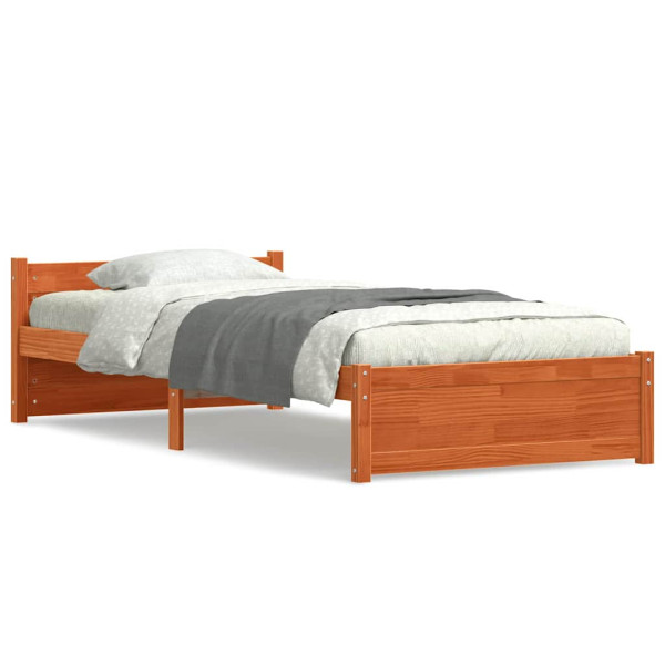 Estructura de cama con cabecera Marrón cera 90 x 200 cm M 4