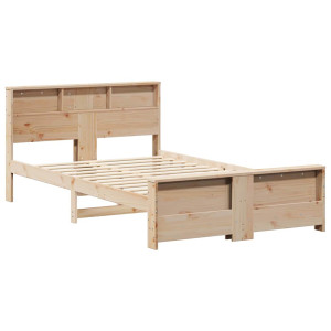Estructura de cama Marrón 135 x 190 cm Madera maciza de pino H
