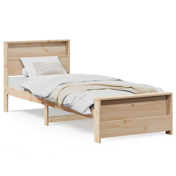 Estructura de cama Marrón 75 x 190 cm Madera maciza de pino M 4