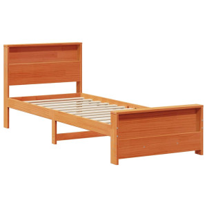 Estructura de cama con cabecera Marrón cera 75 x 190 cm H